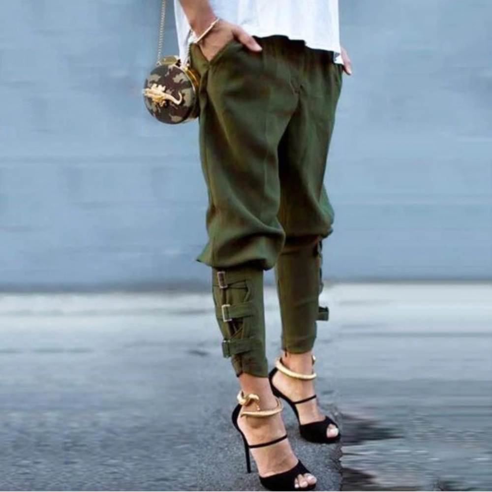 Buckle-Cuff Harem Pants